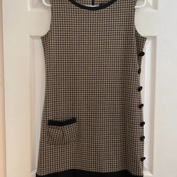 Wool tweed mini dress with side buttons and front pocket ladies size 8 - Picture 5 of 5